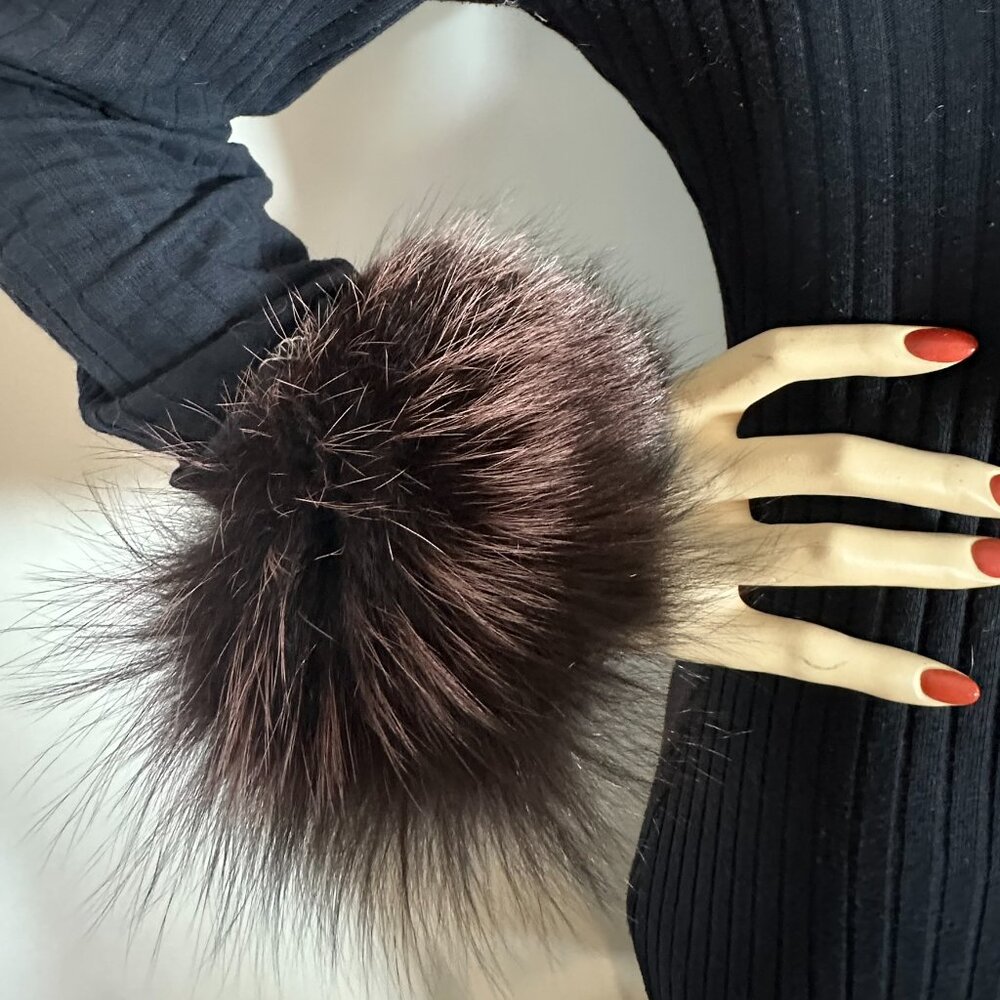 Purple & Black Fox Fur Cuffs - Picture 2 of 3
